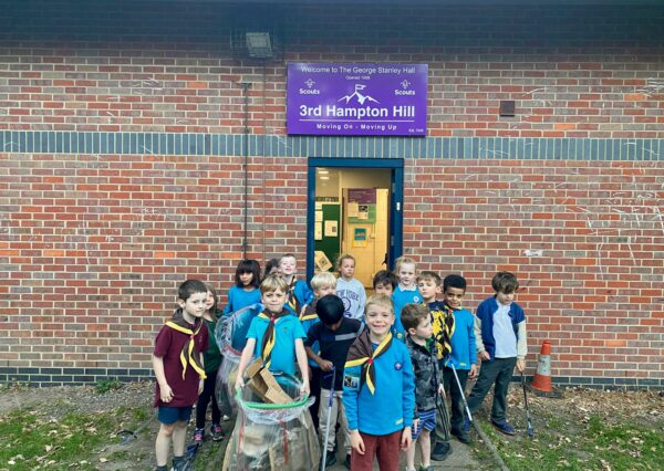3HH Beavers showing off their bags of collected litter.